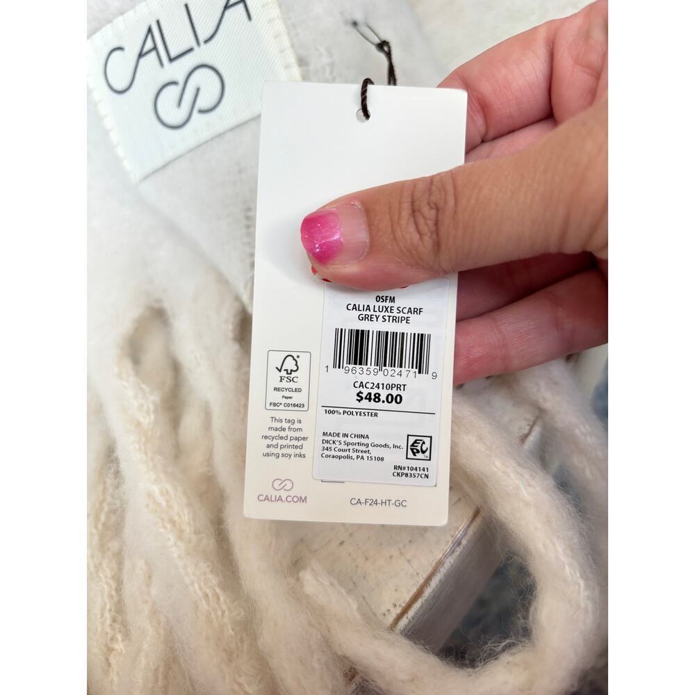 CALIA Women's Gray Stripe Luxe Scarf One Size - Picture 7 of 7